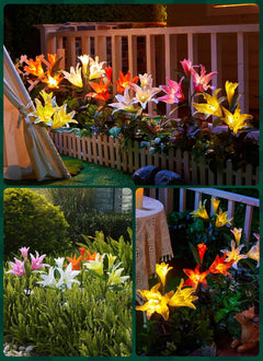 Solar Flower Lights - 4 Pack, LED, Waterproof, Multicolor