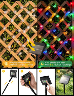 50 LED Flowers Solar String Lights for Garden Yard Fence Patio, 8 Modes, Multicolor