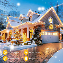 66ft Plug-in 100 C9 Strawberry LED Christmas String Lights with Green Wire, Warm White