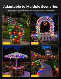 50 LED Flowers Solar String Lights for Garden Yard Fence Patio, 8 Modes, Multicolor