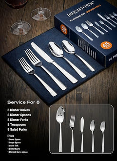 45-Piece Stainless Steel Tableware Flatware Silverware Set with Steak Knives, Rust-proof