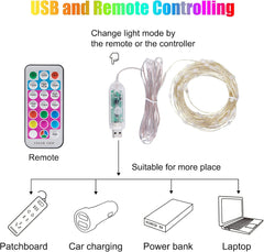 Color Changing Fairy Lights with Remote, 33FT 100 LED USB String Lights