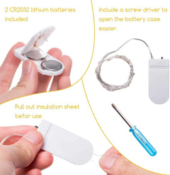 12 Pack 7FT 20 LED Battery Operated Silver Wire Firefly Starry Moon Lights for DIY Crafts