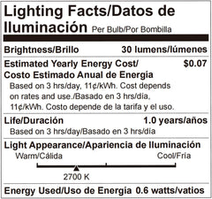 G40 1W 120V Globe LED Light Bulbs, Warm White