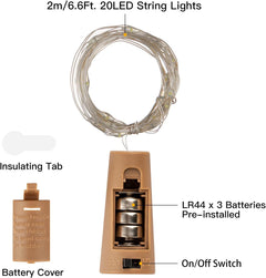10 Pack 20 LEDs Waterproof Wine Bottle Cork Lights Mini Fairy Lights for Wedding Party DIY Decor