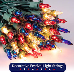 25ft 100 Count Mini Bulbs String Lights for Party Wedding Festival Decor, Green Wire
