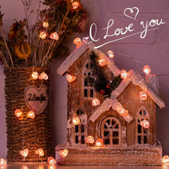 Pink Heart Fairy Lights - 10.5 FT 30 LED, Battery Operated with Remote