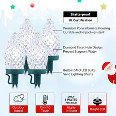 66 FT C9 LED String Lights - 100 Strawberry-Shaped LEDs