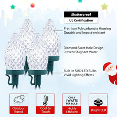 81FT Plug in 100 LED C9 Christmas String Lights for Home Party Decor, 8 Modes, Cool White