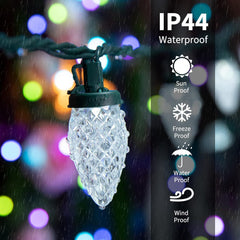 81FT Plug in 100 LED C9 Christmas String Lights for Home Party Decor, 8 Modes, Cool White