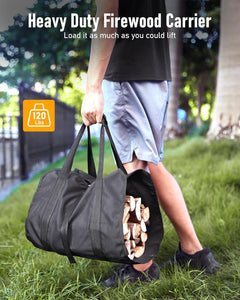 Heavy Duty Firewood Rack - Black, Adjustable Feet