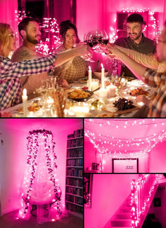 Pink Battery Operated Christmas String Lights - 20 LED, 8FT