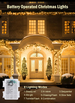 Battery Operated String Lights - 2 Pack, 33 FT, 100 LED, Warm White