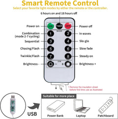 Curtain Lights - 300 LED, Dimmable, Remote & Timer, USB Powered