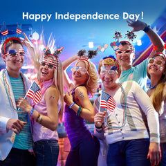 82-Piece 4th of July Party Set – Glasses, Headbands, Necklaces, Bracelets & Tattoos