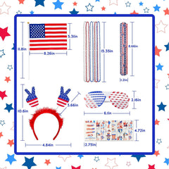 82-Piece 4th of July Party Set – Glasses, Headbands, Necklaces, Bracelets & Tattoos
