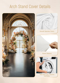 Gold Metal Wedding Arch Backdrop Stand with Spandex Covers, Set of 6