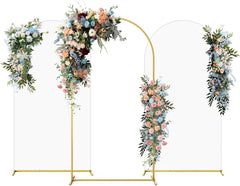 Gold Metal Wedding Arch Backdrop Stand with Spandex Covers, Set of 6