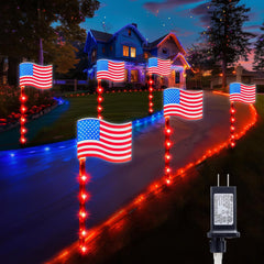 Red White Blue 6 Large 3D Flag Lights Outdoor Patriotic Decorations