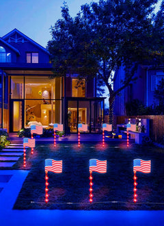 Red White Blue 6 Large 3D Flag Lights Outdoor Patriotic Decorations