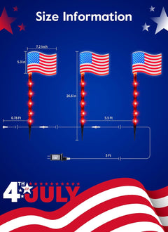 Red White Blue 6 Large 3D Flag Lights Outdoor Patriotic Decorations