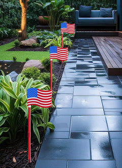 Red White Blue 6 Large 3D Flag Lights Outdoor Patriotic Decorations