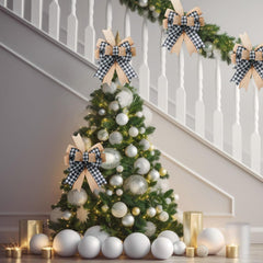 Buffalo Plaid Burlap Bows - 14" Rustic Decor (2 Pack)