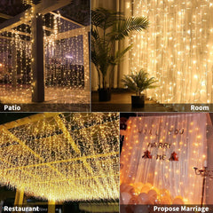 300 LED Curtain Lights - 9.8 FT Hanging Fairy Lights with Remote