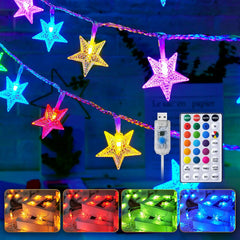 33ft 100 LED Color Changing Star String Lights with Remote and Timer