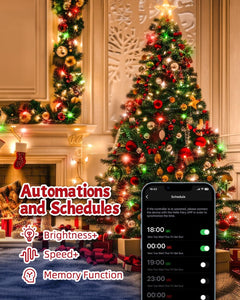 66FT Smart RGB String Lights, App Controlled, Dimmable, Waterproof