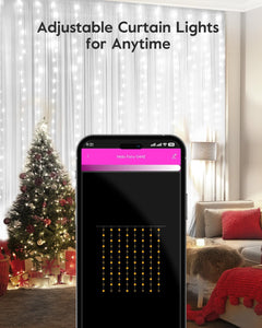9.8ft White Smart Curtain String Lights - 300 LED with APP Remote