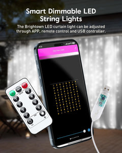 9.8ft White Smart Curtain String Lights - 300 LED with APP Remote