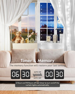 9.8ft White Smart Curtain String Lights - 300 LED with APP Remote