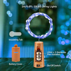 10 Pack 20 LEDs Waterproof Wine Bottle Cork Lights Mini Fairy Lights for Wedding Party DIY Decor