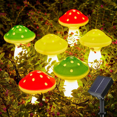Solar Mushroom Lights, Set of 6, Multicolor, Waterproof