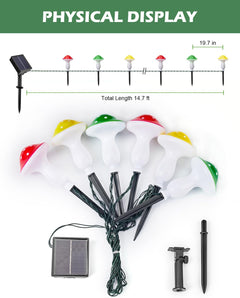 Solar Mushroom Lights, Set of 6, Multicolor, Waterproof
