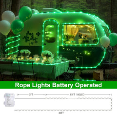 2 Pack Battery Operated Christmas Lights - 66FT 200 LED Rope Lights