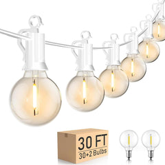 30FT Outdoor String Lights - 30 G40 Shatterproof Bulbs, Waterproof