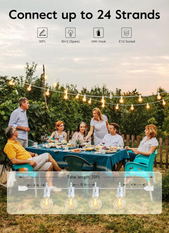 30FT Outdoor String Lights - 30 G40 Shatterproof Bulbs, Waterproof