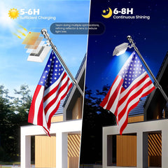 Solar Flag Pole Lights – Fits 1-2.36" & 1-1.5" Poles, IP65 Waterproof, 6-18H LED