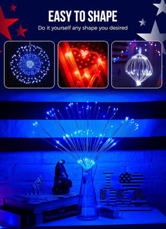 3-Pack Battery Operated Red White Blue Firework String Lights, 540 LEDs, Remote & Timer