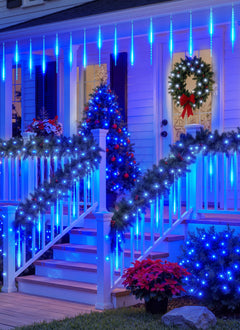 Brightown Christmas Lights Outdoor, 11.8 Inch 8 Tube Blue Icicle Lights