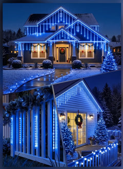 Brightown Christmas Lights Outdoor, 11.8 Inch 8 Tube Blue Icicle Lights