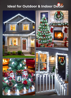 138ft 200 LED C9 Strawberry Solar Christmas String Lights Outdoor, Cool White, Timer & 8 Modes
