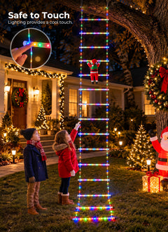 10ft LED Ladder Lights with Climbing Santa, Multicolor, 8 Modes, Waterproof Indoor Outdoor