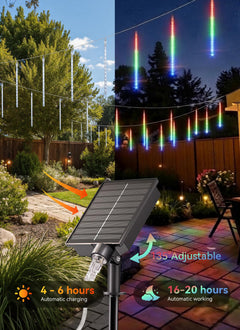 16 Tubes 384 LED Solar Meteor Shower Lights Outdoor, Multicolor, IP65 Waterproof