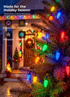 138ft 200LED C9 Strawberry Solar Christmas String Lights Outdoor, Multicolor, Timer & 8 Modes