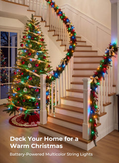 4 Pack Battery Christmas Lights, 200 LEDs 66FT Multicolor, 8 Modes Timer