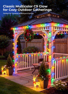 Brightown 2 Pack C9 Solar Xmas Lights,78.7FT 100 LEDs,Multicolor,8 Modes