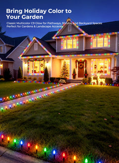 Brightown 2 Pack C9 Solar Xmas Lights,78.7FT 100 LEDs,Multicolor,8 Modes